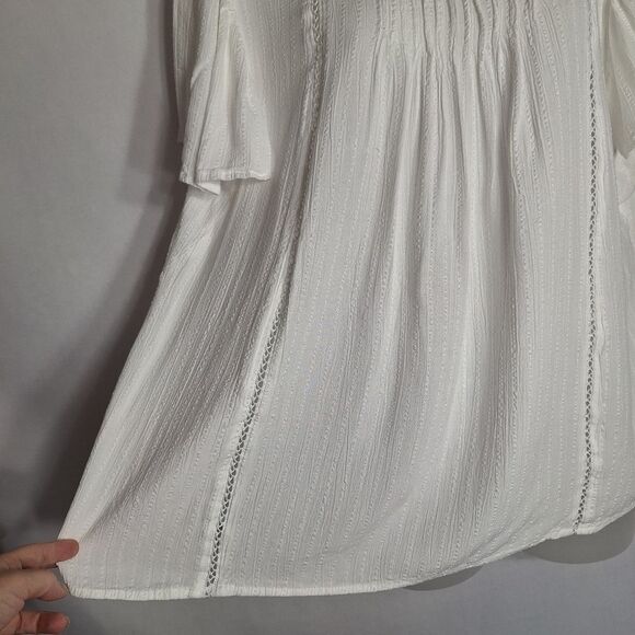 Knox Rose Womens Prairie Blouse Coastal Country Boho Short Sleeve Flowy Small - Picture 5 of 12